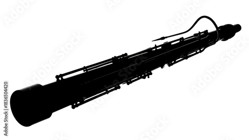 Single black saxophone silhouette isolated on white background