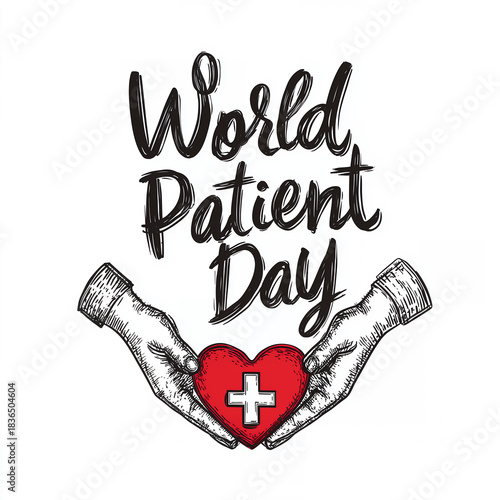 World Patient Day: Hands Holding Heart with Medical Cross Symbol