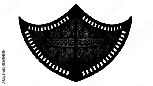 Black face mask silhouette isolated on white background