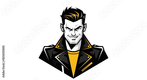 Bold man with confident expression vector illustration isolated design
