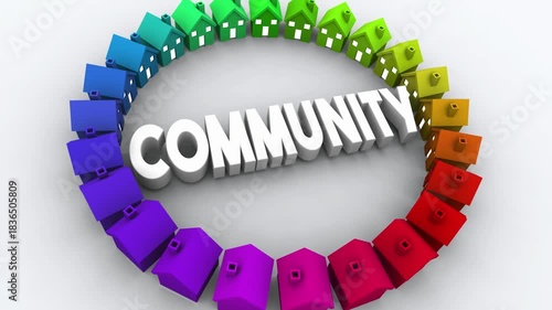 Community Homes Houses Neighborhood Area Local Group 3d Animation