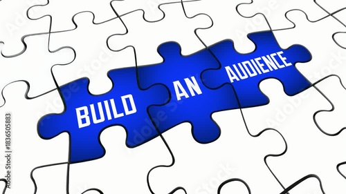 Build an Audience Puzzle Pieces Grow Fan Base Customers Increase Subscribers 3d Animation