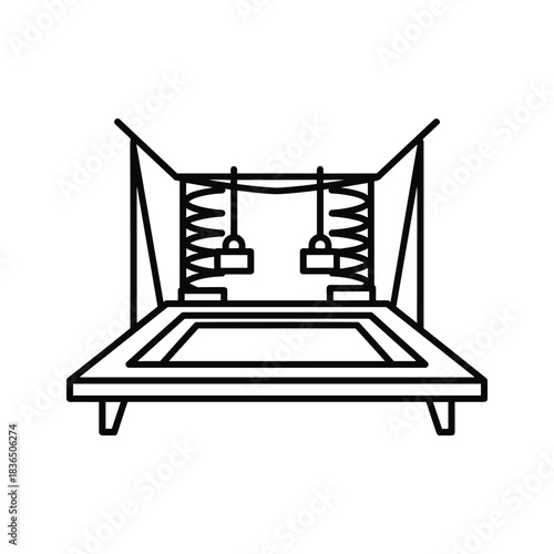 Line Art Icon of Indoor Trampoline with Hanging Play and Fitness Equipment