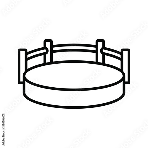 Simple boxing ring illustration with ropes on white background