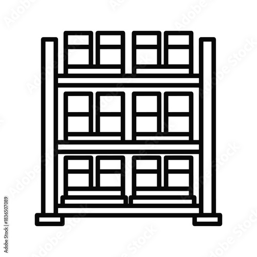 Server Rack or Cryptocurrency Mining Rig Line Icon