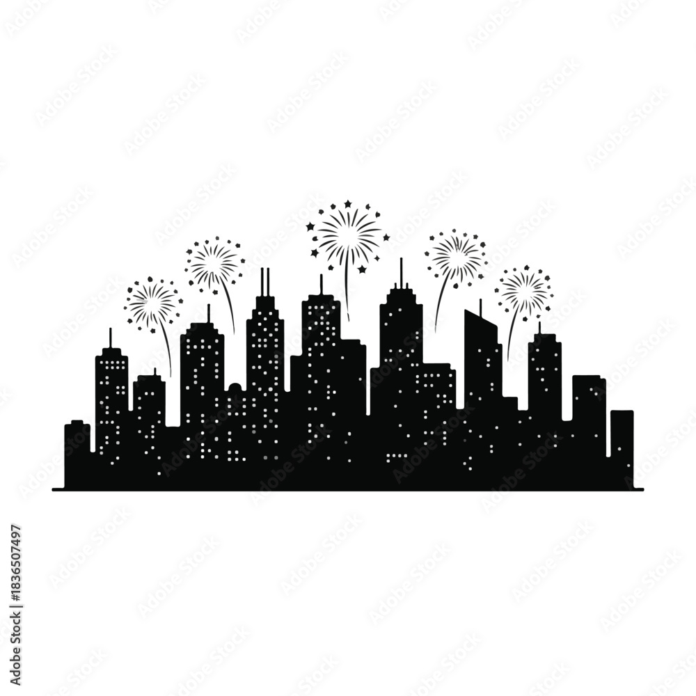 Fototapeta premium New Year City Skyline Silhouette