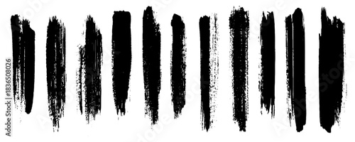 Abstract extensive collection of hand-drawn line brush strokes set. Vector black brush stroke set. Grunge paintbrush banner, box, frame. Dirty distress pattern banners for posts.