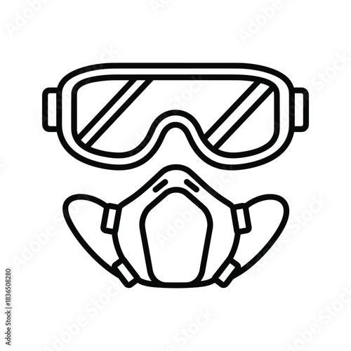 Safety Goggles and Respirator Mask Icon