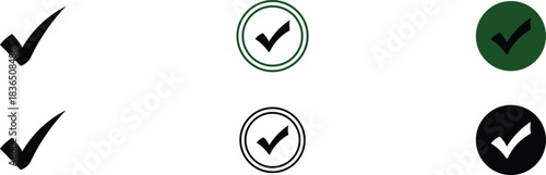 Checkmark icon set depicting approval, confirmation, and completion Vector