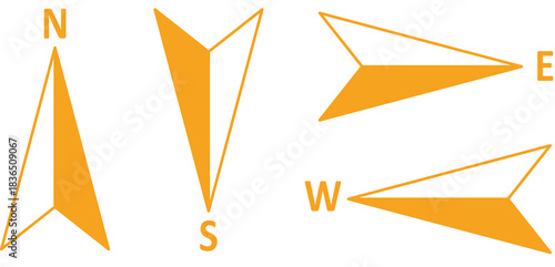 Orange compass arrow icon set north south east west PNG transparent