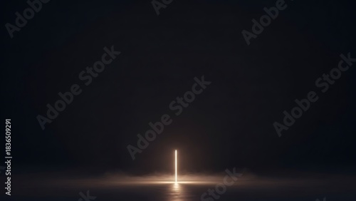Stunning minimalist glow stick in dark space with mist ideal for technology branding, futuristic design, and modern abstract concepts