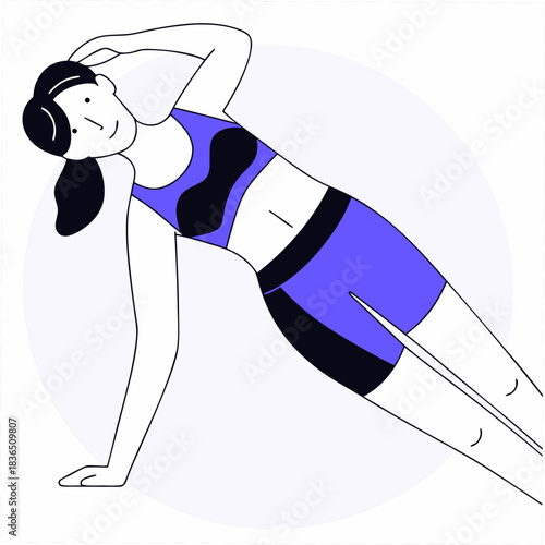 Woman performing side plank exercise for core strength and fitness