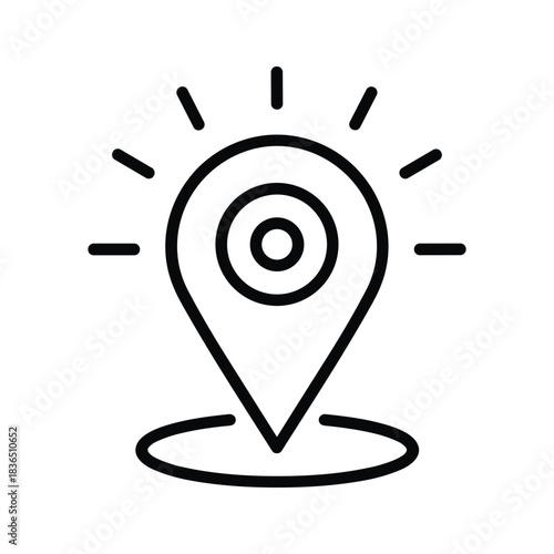 Active Location Pin Marker with Radiating Signal Icon