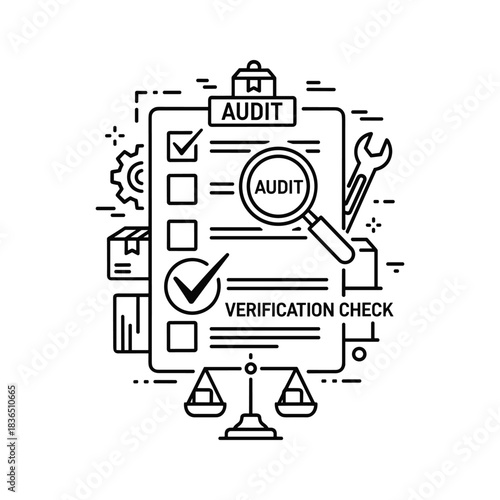 Audit and Verification Check Line Icon