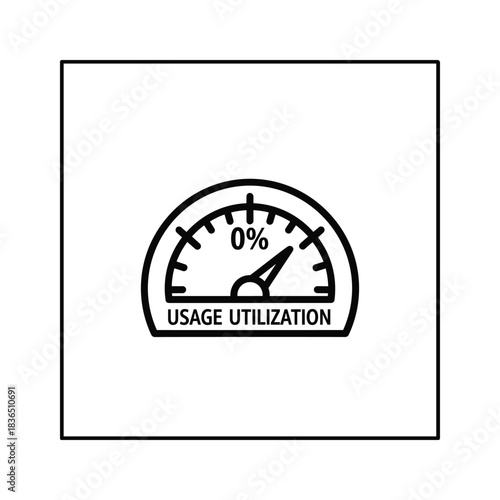 Usage Utilization Gauge Icon Showing 0%