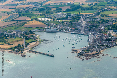 Vue aérienne de Barfleur en France