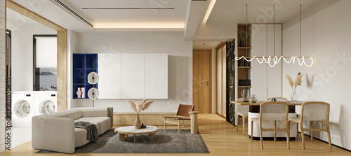 3d render modern living room interior