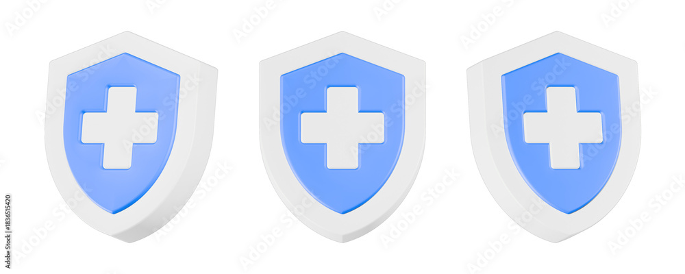 Obraz premium health shield 3d rendering icon white button