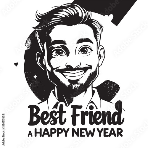 Happy new year wish card for best friend. abstract grunge background with ink splashes