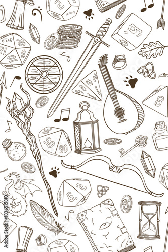 Fantasy RPG DnD Adventure Scene Pattern