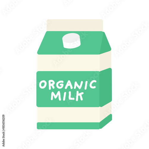 紙パック入りの有機牛乳（オーガニック・ミルク）　イラスト