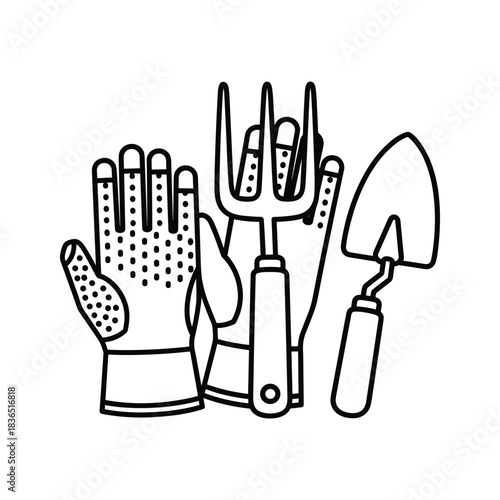 Gardening Tools Set Line Icon