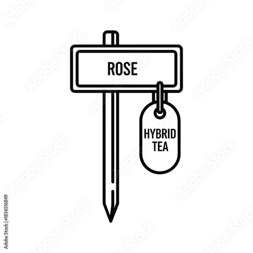 Rose Hybrid Tea Plant Marker Outline Icon