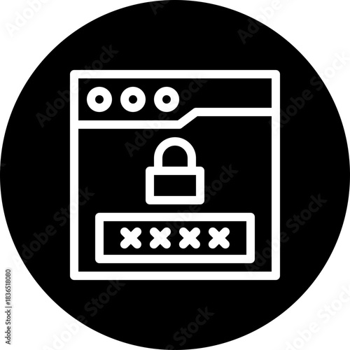 Password Lock Security Window Circular Style Vector Icon