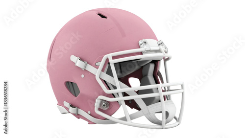 Detailed pink football helmet with face mask ideal for design projects on transparent background