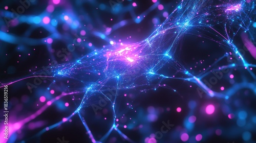 Artificial Intelligence Forming Glowing Digital Thought