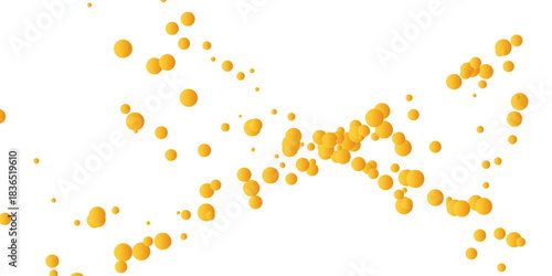 Abstract golden circles and dots scattered across a white background, suggesting a dynamic cosmic or cellular pattern