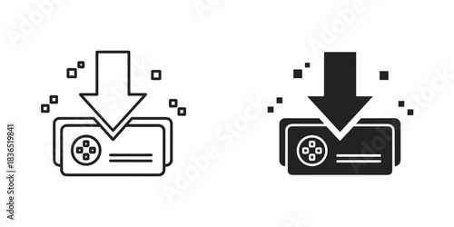 Download your favorite game now with this simple icon, perfect for app design and website elements showing game save or install features