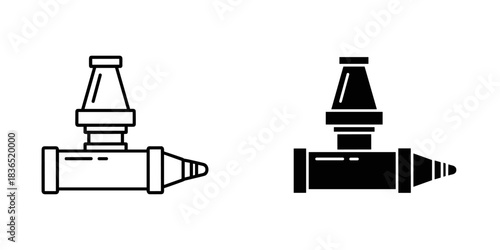 Simple fire hose nozzle icon set perfect for safety brochures and equipment manuals, ideal for fire prevention and emergency response themes