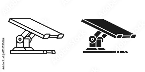 Adjustable laptop stand helps promote better posture and ergonomics in a modern office, offering both line art and solid fill styles for design flexibility