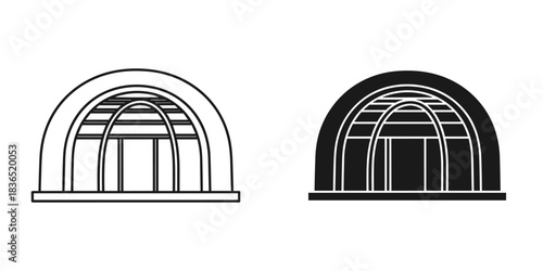 Modern greenhouse icons for sustainable farming and gardening projects, perfect for agriculture technology designs and eco-friendly initiatives, minimal style