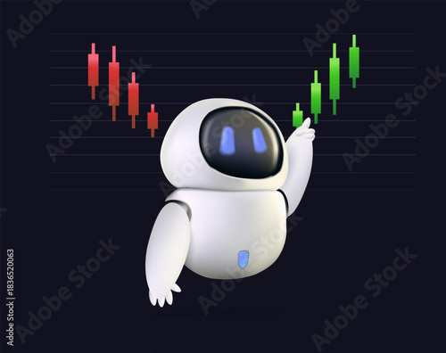 Ai Artificial intelligence in Finance Fintech and the future of financial services. Ai, robot, NLP, automatic. Digital banking, internet payment, online trading, financial technology vector. Trading