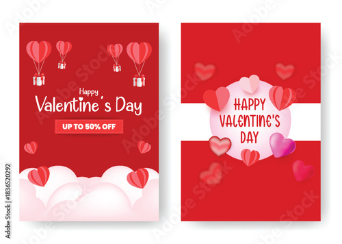 Minimal Valentine invitation card and Valentine’s Day A4 print flyer poster leaflet brochure templates pack created with soft vector heart illustration background for celebration marketing campaigns