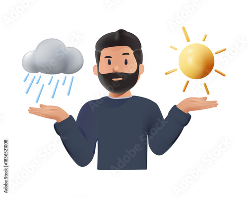 Mood swings, psychology and mental. Emotions change from happy to sad, positive to negative. Bipolar shift between