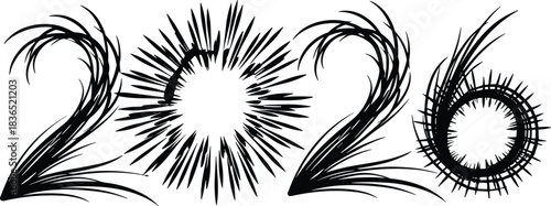 Stylized 2026 with dynamic explosion and spike effect