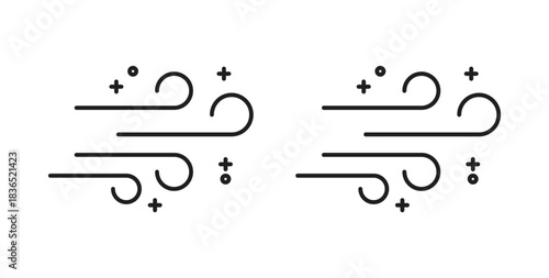 Snow blowing icon with line and silhouette versions.