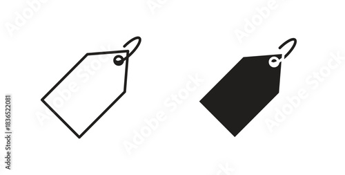 Tag icon with line and silhouette versions.
