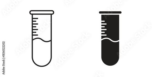 Test tube icon with line and silhouette versions.