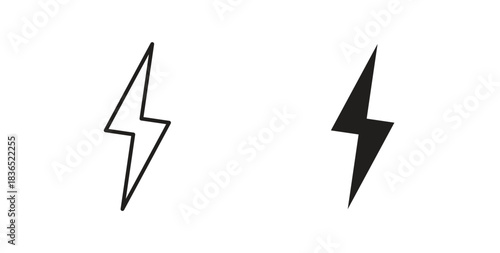 Thunder bolt icon with line and silhouette versions.