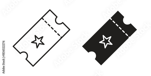 Ticket icon with line and silhouette versions.