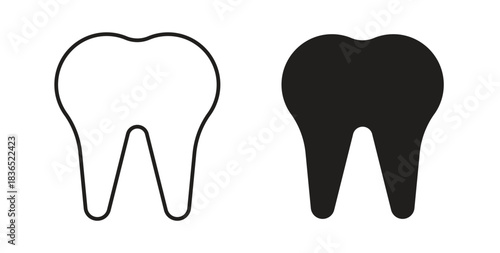 Tooth icon with line and silhouette versions.