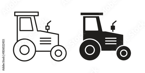 Tractor icon with line and silhouette versions.