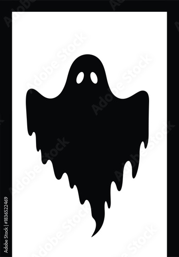 Simple black ghost silhouette icon on white background