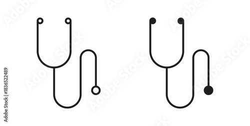 Stethoscope icon with line and silhouette versions.