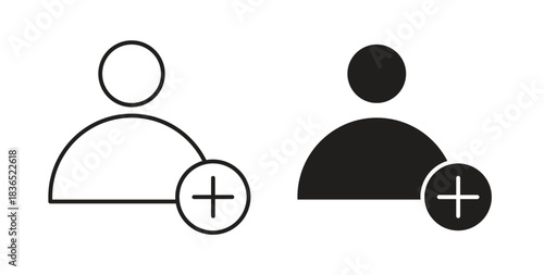 User add icon with line and silhouette versions.