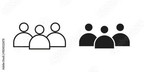 Users icon with line and silhouette versions.
